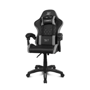 DRIFT DR35 BLACK GREY Chaise Gamer Professionnelle , Similicuir, Accoudoirs rembourrés, Piston Classe 3, Base en Nylon renforcé, Siège inclinable, Hauteur réglable, Coussin Lombaire/Cervical, Noir