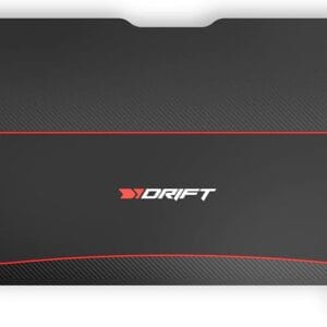 DRIFT GAMING -DRDZ75- Table de Jeu avec Plateau en Fibre de Carbone recouvert d'un Tapis Pleine Grandeur, Support pour Tasses et écouteurs, Pieds réglables, Couleur Noire