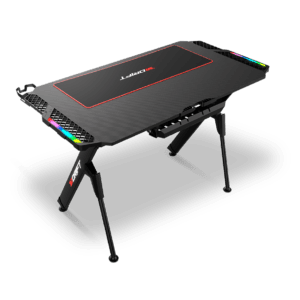 Table de Jeu DRIFT GAMING DRDZ 175 RGB Maroc avec Plateau en Fibre de Carbone, Support pour Boissons et Casque, côtés RGB réactifs au Son, Tapis de Souris 80 x 30 cm, Noir, DRDZ175RGB, 130 x 60 x 75 cm