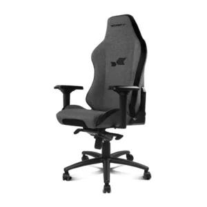 DRIFT GAMING DR275 Cloud - Chaise de jeu Maroc professionnelle, matériau en tissu avec finition velours, accoudoirs réglables 4D, piston de classe 4, pivotant, mécanisme grenouille, noir/gris