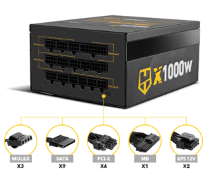 Hummer X 1000w 80 Plus Gold 2 PSU MAROC Alimentation HUMMER X 1000W Modular 80+Gold · Certifié 80 PLUS Gold : 90% d'efficacité minimale garantie · Alimentation ATX 12V 2.31 & EPS 12V 2.91/2.92 ...
