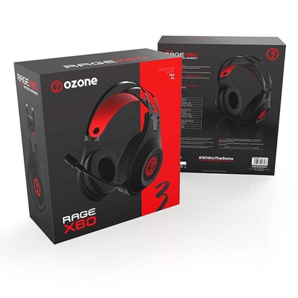 Ozone Gaming Gear Casque avec Microphone, Son Virtuel 7.1, LED Rouge, Haut-Parleurs de 50mm, Bandeau Réglable, Microphone Flexible, USB, Noir – Image 3