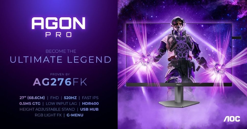 AOC AGON PRO AG276FK 27" 520Hz